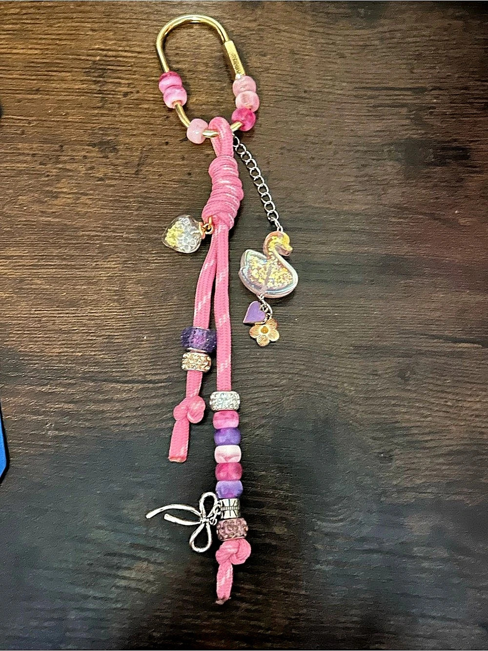 Handcrafted Pink Beaded purse Charm NWT